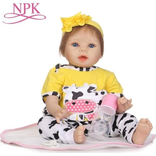 NPK 55cm new cottorn body simulation baby doll with soft real gentle touch and cow clothes silicone reborn dolls kids'playmates