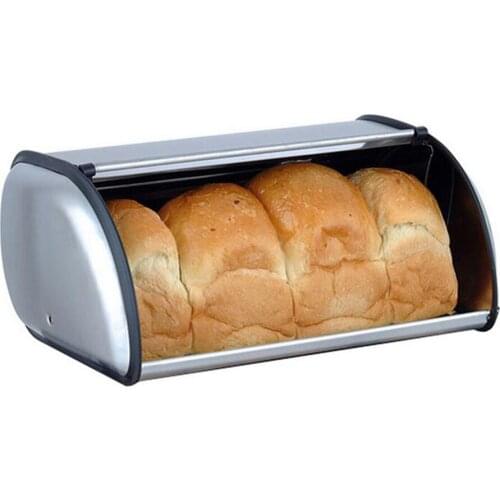 Metal Bread Box With Roll Up Lid, Kitchen Counter Storage Bread Bin Holder Retro Storage Container Loaf Bread Pastry Box