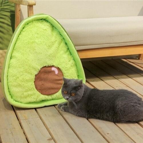 Green Avocado Soft Cave Beds For Small Dog Bed Cats House Nest Bed Dog Accessories Cat Furniture Kennel Pet Products Supplies