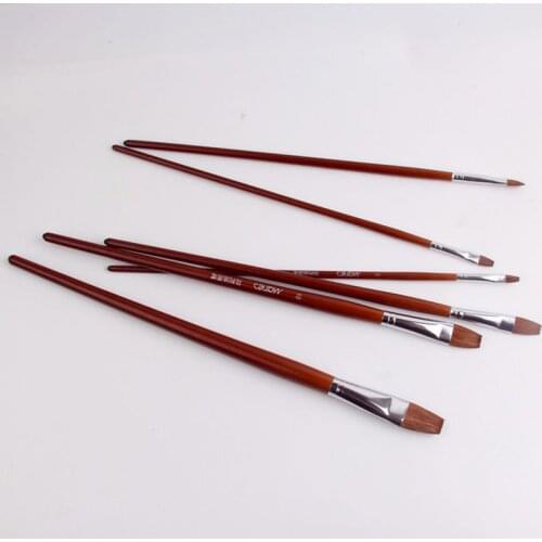 6pcs/lot High Quality Watercolor Gouache Painting Pen weasel hair Wooden Handle Paint Brush art Set Drawing Art Supplies