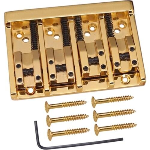 A Set of Gold 4 Strings Bass Bridge Guitar Strings Bridge Guitar Accessories Parts Musical Instrument