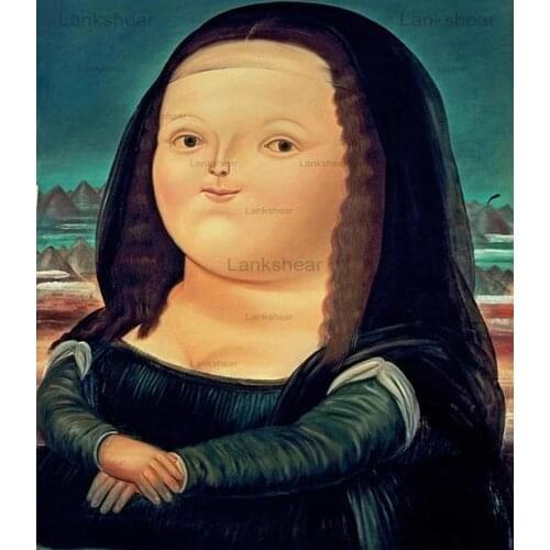 Funny Cartoon Fat Mona Lisa Painting Print Picture Wall Art for Living Room Bed Room Nordic Cuadros Salon Tableaux Decor Posters