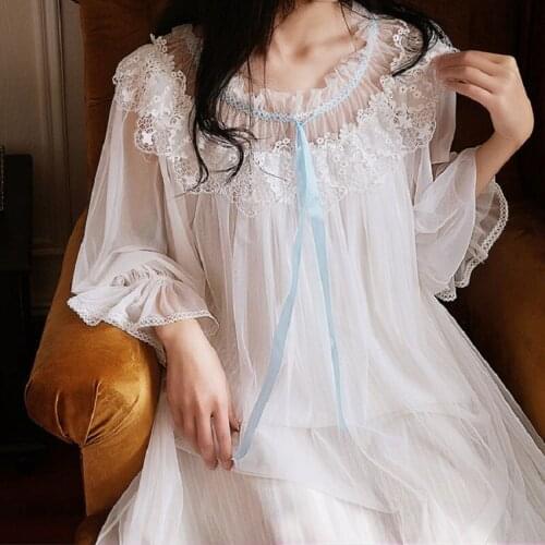 Nightgown Vintage Romantic Sleep Wear Women Night Gown Cute Dress for Romantic Night Women
