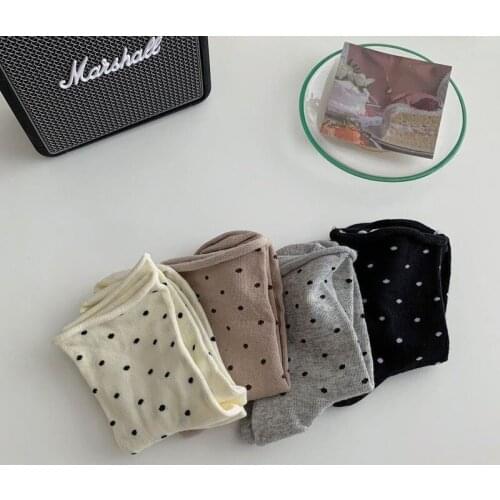 Frilly Socks Women Dot Printed Kawaii Cute Harajuku Korean Style White Designer Woman Socks Girls kobieta skarpety chaussettes