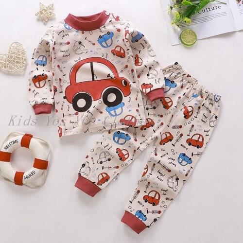 Toddler Kids Baby Homewear Boy Girls Warm Cartoon Pajamas Suit Tops Pants Sleepwear Outfit Autumn Winter Long Sleeve Pyjama Sets