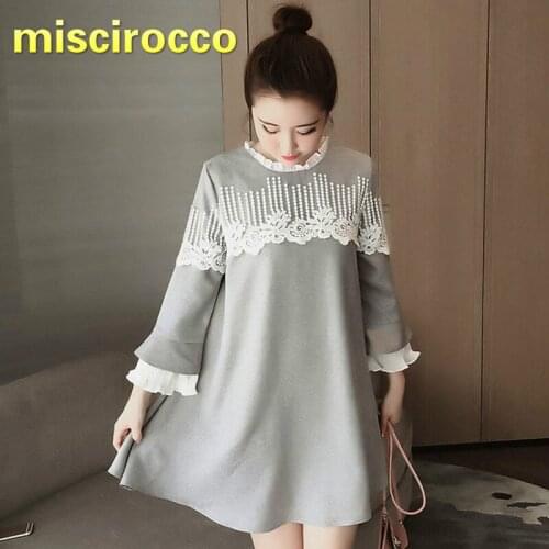 Pregnant Womens Dress Maternity Tops Spring and Autumn Lace A Skirt Big Size Stringy Selvedge Women Dress OL Grace