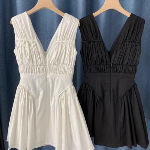 Woman black deep V neck sexy dress tankv neck waist office ladies dress elegant party holiday dress famle