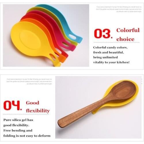 Food Grade Silicone Spoon Mat Rest Kitchen Organizer for Fork Spatula Rack Spoon Holder Stand Tableware Storage for Spoon 5Z