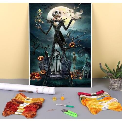 Tim Burton Pre-Printed 11CT Cross-Stitch Embroidery Complete Kit DMC Threads Handmade Knitting Painting Hobby Design Stamped