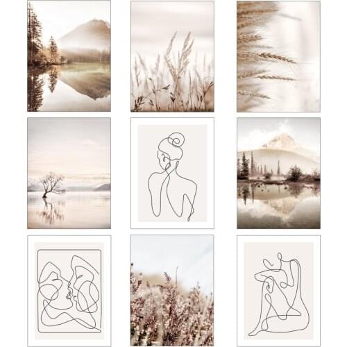 Nature Landscape Canvas Painting Grass Bridge Beach Sunset Wall Art Poster Nordic Print Modern Picture Home Decor