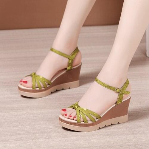 Plus Size 35-40 Platform Sandals Women Shoes Summer 2021 Open Head High Heels Wedges Sandals Ladies Casual Beach Sandals