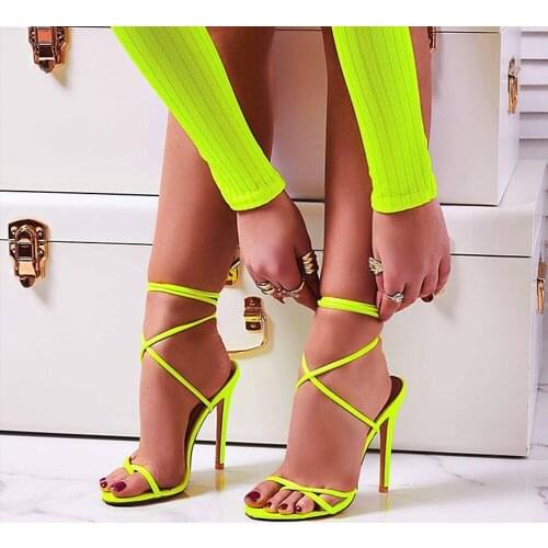 High Heels Sandals Footwear Cross-tied Ankle Strap Summer Sandals Shoes Women 2021 Female Sexy Shoes Women Party Dance Shoes