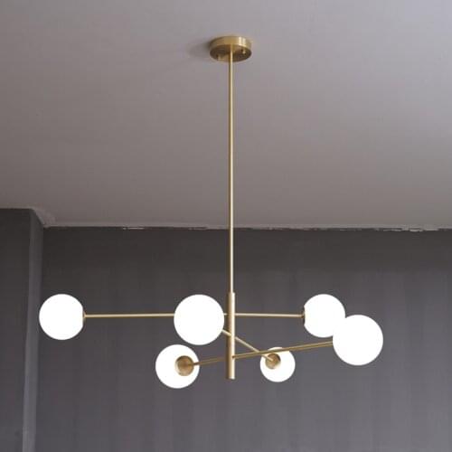 Modern Glass Chandelier Black Gold Metal Industrial Living Dining Room Bedroom Kitchen Hanging Light Fixture Home Decor Lamp