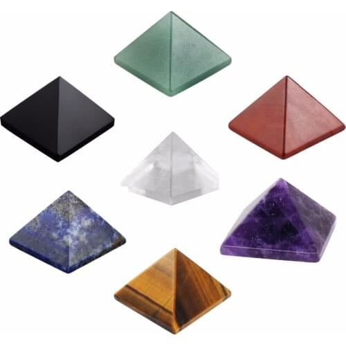 TUMBEELLUWA Crystal Gem stone Pyramid Healing Energy Charged Figurine Decor Fengshui 1"-1.25"
