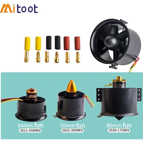 70mm duct fan+3000kv Motor Spindle-4mm / 64mm fan+4500kv motor / 90mm duct fan+1750KV motor for jet RC EDF For RC Airplane
