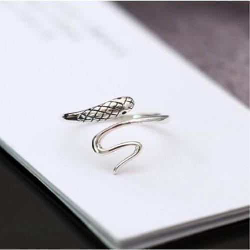 Vintage Snake Thai Silver Animal Open Rings for Women Punk Hip Hop Style INS Hotsale Jewelry Anillos Mujer 2021 Tend Gifts SR366