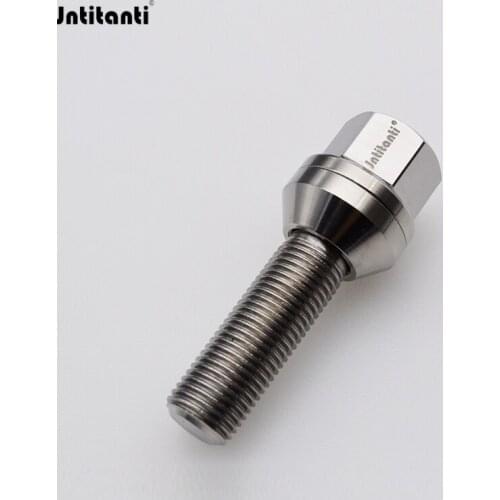 High performance silver color 60 degree cone seat Gr.5 titanium lug bolts12ps conventional M12*1.5*35mm+4ps anti-theft lug nut