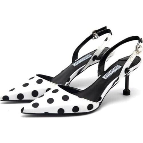 2019 summer new style sandals women high heel back womens shoes stiletto polka fashion single shoes pointed sandals