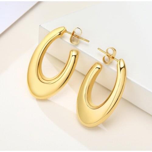 Hoop Earrings for Women, Stainless Steel Boho Bold Thick Large Open Hoops