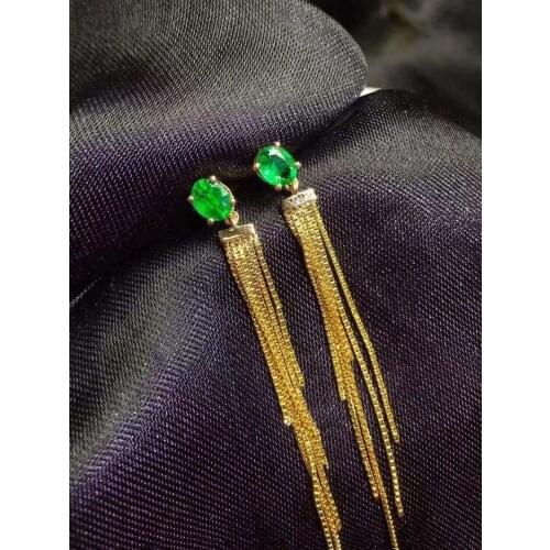 Arrings 925 Sterling Silver Natural emerald earrings luxury Jewelry women Classic Fan design 2020