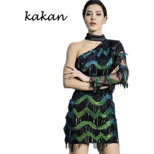 Kakan 2019 spring womens sequin dress sexy color sequin dress nightclub party sequin dress