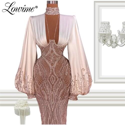 2 Designs Long Sleeves Puffy Middle East Evening Dress Mermaid Party Gowns Dubai Turkish Celebrity Prom Dresses 2021 Robes