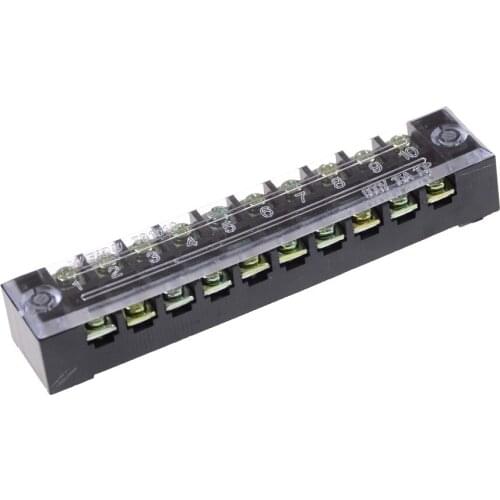 1pcs 600V 15A w Cover TB-1510 Dual Rows 10 Positions Screw Terminal Block Strip Barrier Terminal Block