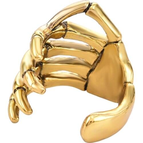 1pcs Fashion Personality Punk Style Skull Hand Clip Earrings No Pierced Exaggerated Gothic Style Jewelry for Men and Women