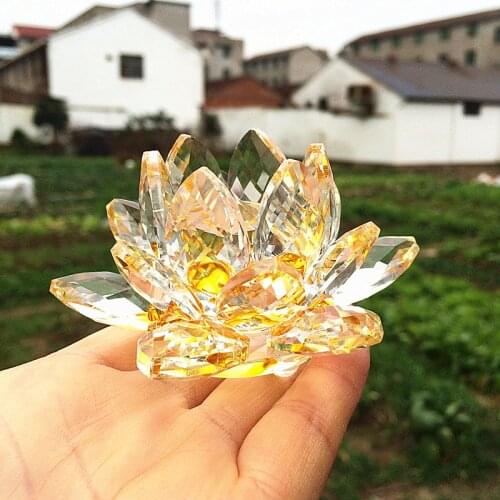 100mm Crystal Decorative Lotus Flower Handmade Crafts Natural Stones Minerals Fengshui Paperweight For Home Wedding Decoration