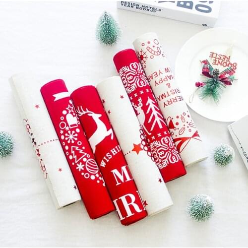 28*270CM Christmas Cotton Linen Table Runner Christmas village Pattern Print Tablecloth Dinner Table Arrangement Xmas Tablecloth