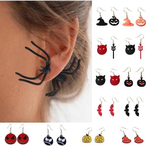 Halloween accessories horror funny pumpkin ghost demon earrings fun bat earrings