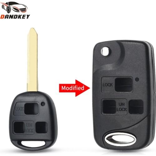 Dandkey Remote Car Shell Folding Flip Key Case Fob 2 Buttons For Toyota Yaris Carina Corolla Avensis SWITCH TOY47