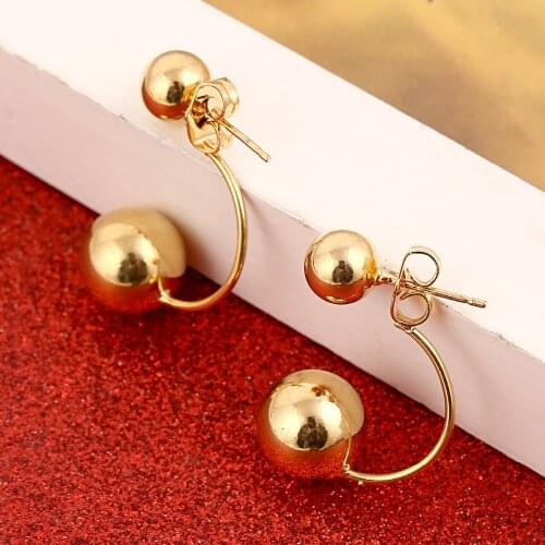 Gold Color Bead Earrings for Women Girls African Round Ball Earrings Ethiopian Jewelry Nigeria