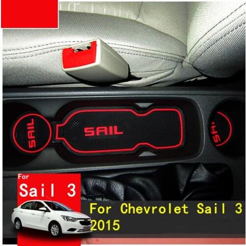 For 2015-2018 Chevrolet Sail 3 3D Rubber Mat Door Slot Pad Cup Cushion Groove Mat Lnterior Anti Slip Mat Car Accessories