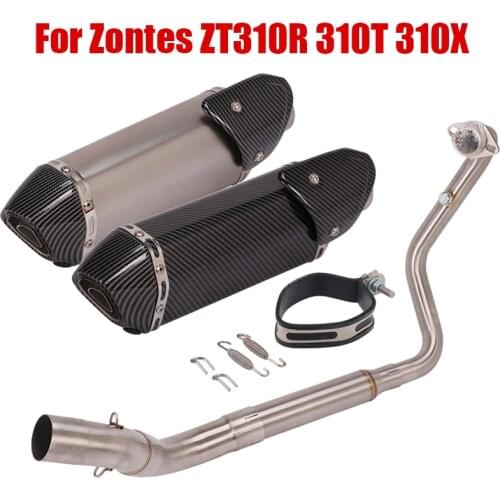 Exhaust System For Zontes ZT310R 310T 310X Motorcycle Muffler DB Killer Pipe Slip On Front Header Link Tube Stainless Steel