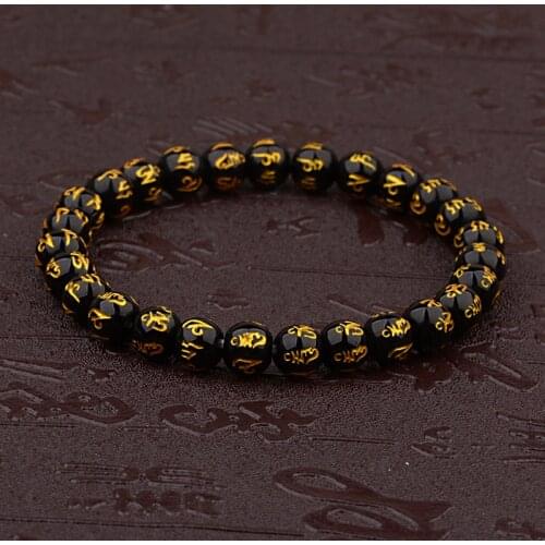 DOUVEI Elastic Buddhism Beaded Bracelets For Men Vintage Buddha Head Mens Bracelet Male Hand Accessories Pulseira Masculina