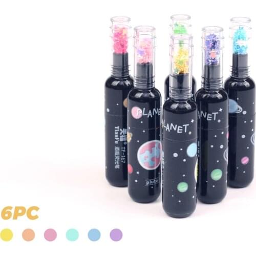New Arrival Red Wine Bottel Planet Fluorescent Highlighter 6 colors Felt tip Mini Textmarker for Marking Coloring DIY Draw Gift