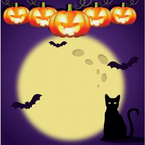 Halloween Backdrop Light Bokeh Moon Black Bat Cat Pumpkins Scene Kids Child Shoot Photography Background Photocall Photo Studio