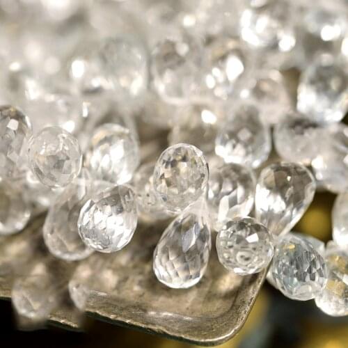 ICNWAY 5pieces White Topaz Natural Gemstone 7-10mm Beads Waterdrop Faceted Shape for Jewelry Making Necklace Earring Bracelet