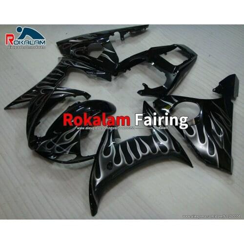 Sportbike Body Kit For Yamaha R6 2003 2004 YZF600 03 04 Black Flame Motorcycle Aftermarket Fairing (Injection Molding)