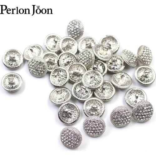 20pcs 17mm silver round rhinestone buttons are suitable for ladies' wedding dresses, dresses and clothing accessories NK079