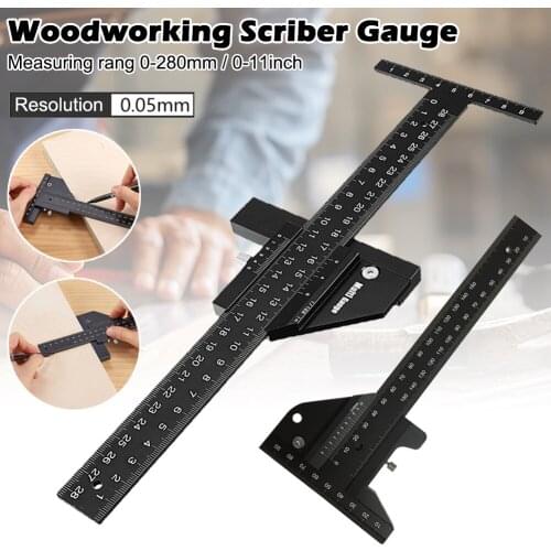 Multifunction Woodworking Scriber Gauge for Measuring and Marking Aluminum Alloy Framing Ruler with Magnet Carpentry Tools Kit