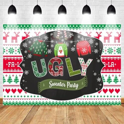 MOCSICKA Winter Ugly Sweater Party Photography for Backdrop Celebration Christmas Background Cartoon Elk Backdrop Supplies Props