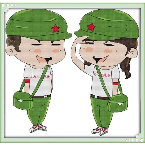 Serve the people cross stitch kit cartoon 14ct 11ct print canvas stitching embroidery DIY handmade needlework
