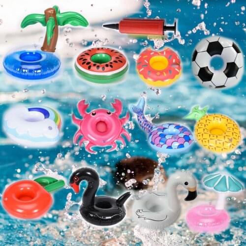 12PCS/Set Inflatable Floating Cup Holder Set Cartoon Style Strong Loading Mug Rack for Swimming Pool