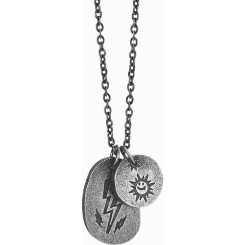 Stainless Steel Sun Flower Round Rune Pendant Necklace Jewelry Gift For Him with Chain