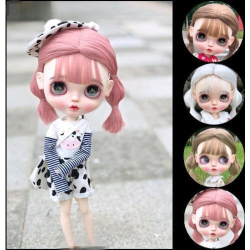 Blythes doll wig is suitable for the fashionable new 1/6 size double ponytail braid high temperature silk instant noodles