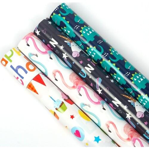 Gift wrapping paper birthday dinosaur flamingo wrapping paper Wrap Decor Art Kraft For Christmas Party Creative Material