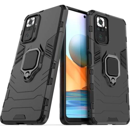 Ring Stand Shockproof Armor TPU Bumper Coque Cover For Xiaomi Redmi Note 10 Pro Max 10pro Case Fundas Hard PC Protective Shell