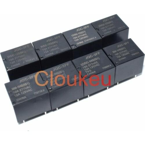 100Pcs Relay HF3FF- JQC-3FF-005 009 012 024-1ZS -1HS 5V 9V 12V 24V 10A 4pin 5pin